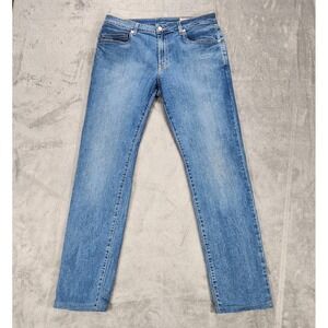 Aviator Slim Tapered Jeans Mens 34x32 Blue Fade Indigo Stretch Denim Made USA